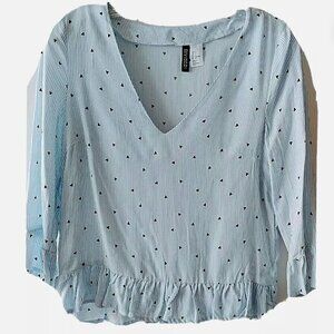 Divided H&M 100% Rayon Blue & White Striped Ruffle CALLOUT in description